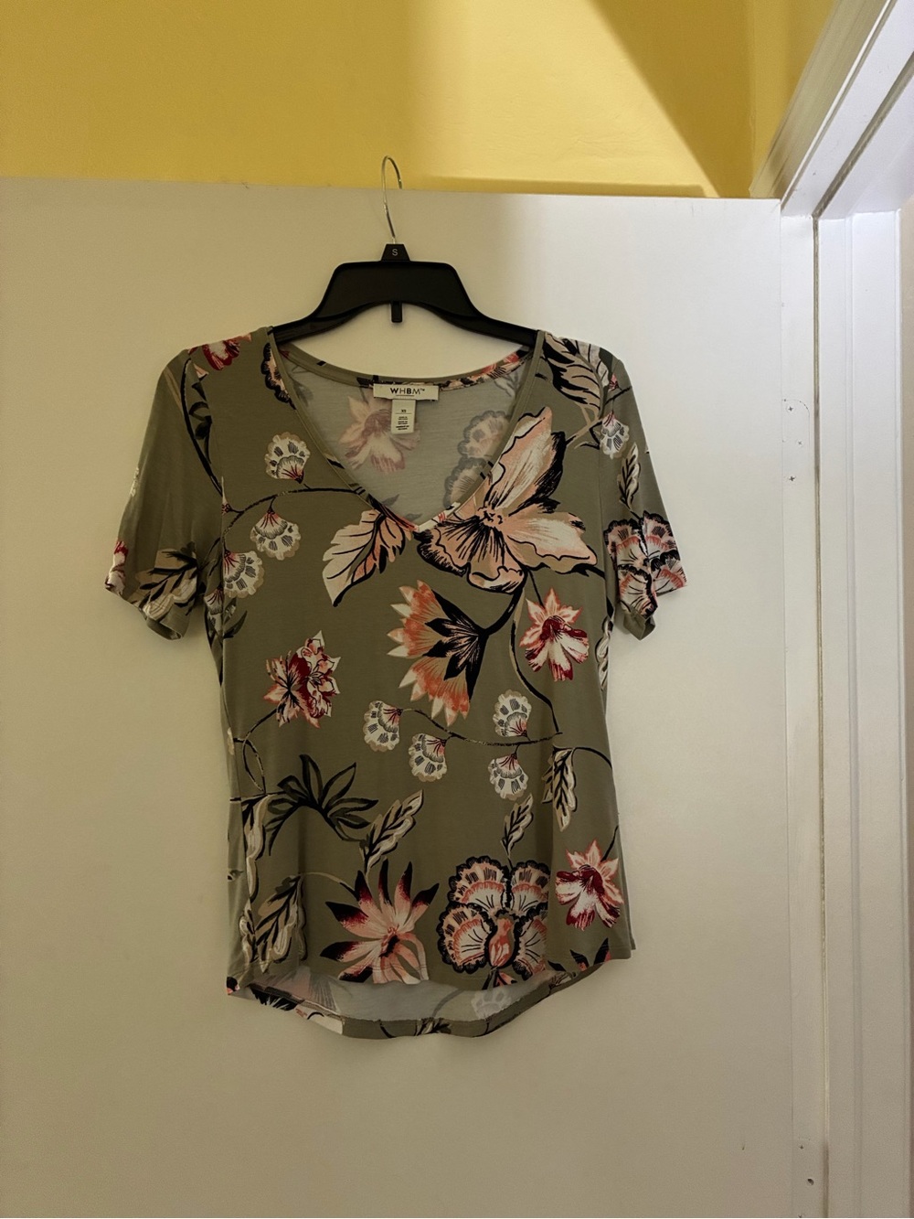 WHBM Olive Floral top XS